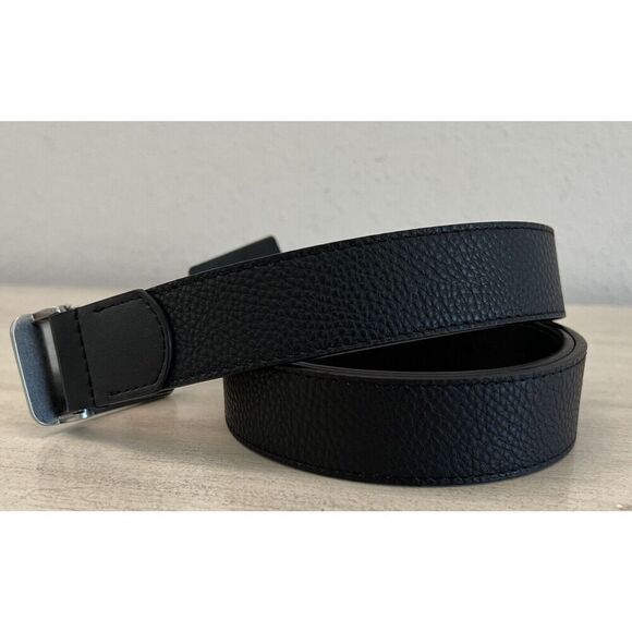 Michael Kors 86S3SBLY7U Men Sz 30 Black MK Silver 31mm Fast MK Plaque Belt - Picture 5 of 5